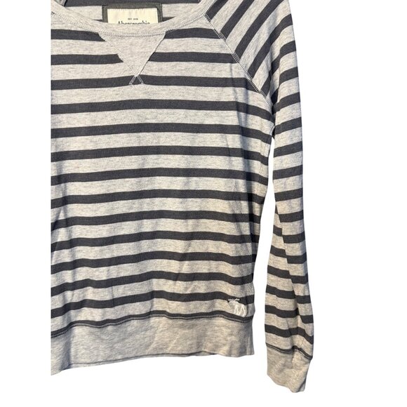 VTG Abercrombie & Fitch XS Gray Long Sleeve Striped Raglan Sweatshirt Y2K Casual - Picture 4 of 7